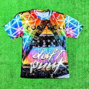 Daft Punk Retro Coachella Festival 2006 Front/Back Pyramid DJ Set Med S/S Shirt
